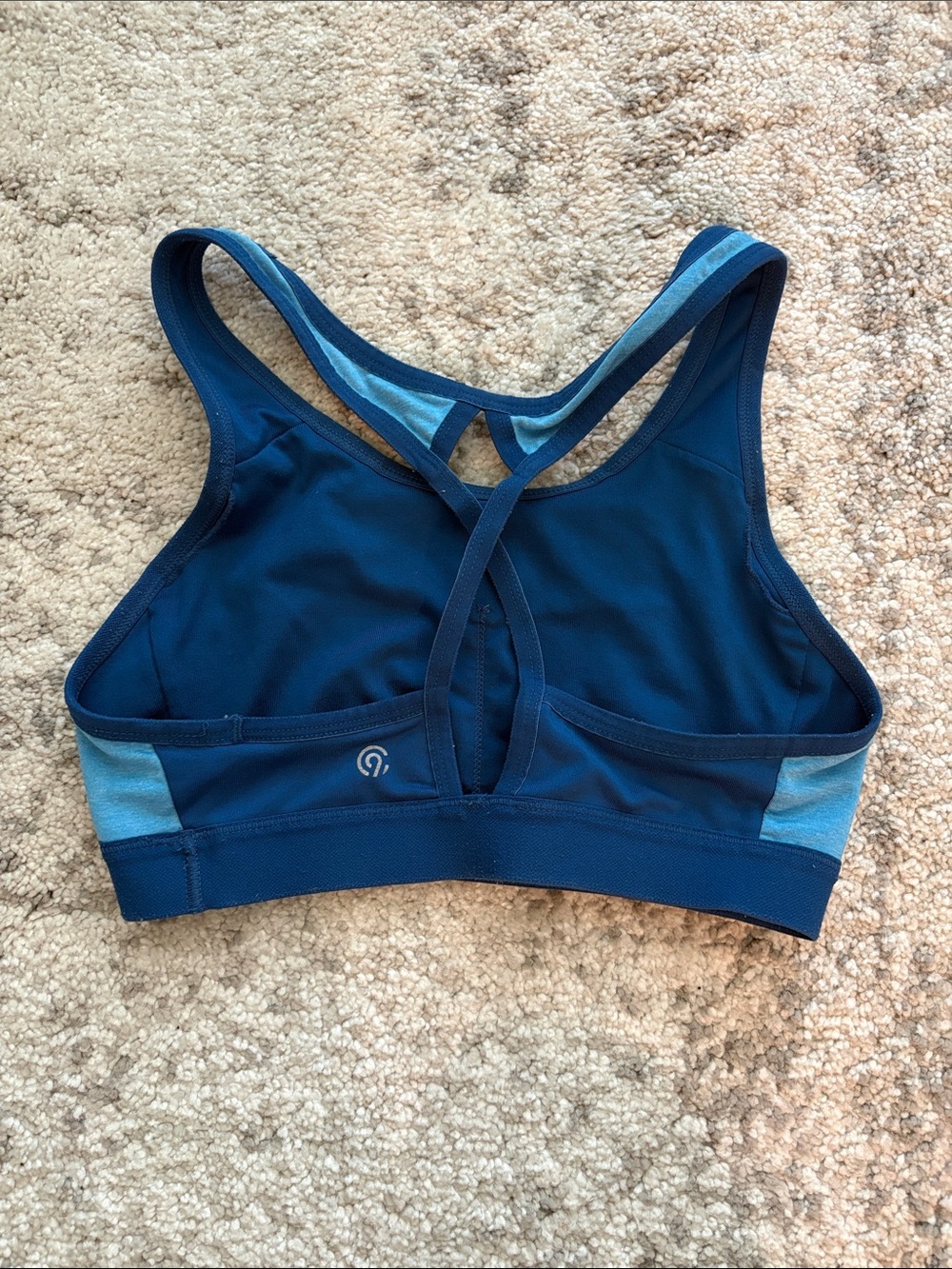 Target Blue Colorblock Racerback Sports Bra - Picture 2 of 2